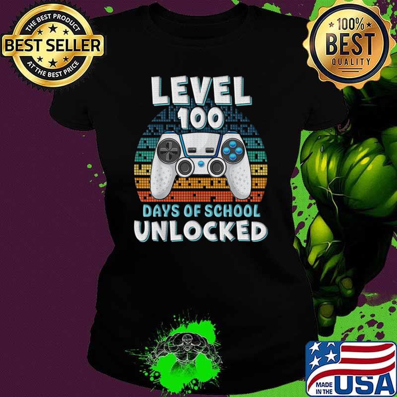 100Th Day Of School Unclocked Vintage Sunset Video game 100 Days Of School T-Shirt Ladies tee 100Th Day Of School Unclocked Vintage Sunset Video game 100 Days Of School T-Shirt Ladies tee