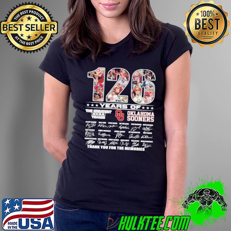 126 years of The Greatest ncaa teams oklahoma sooners thank you for the memories signature shirt