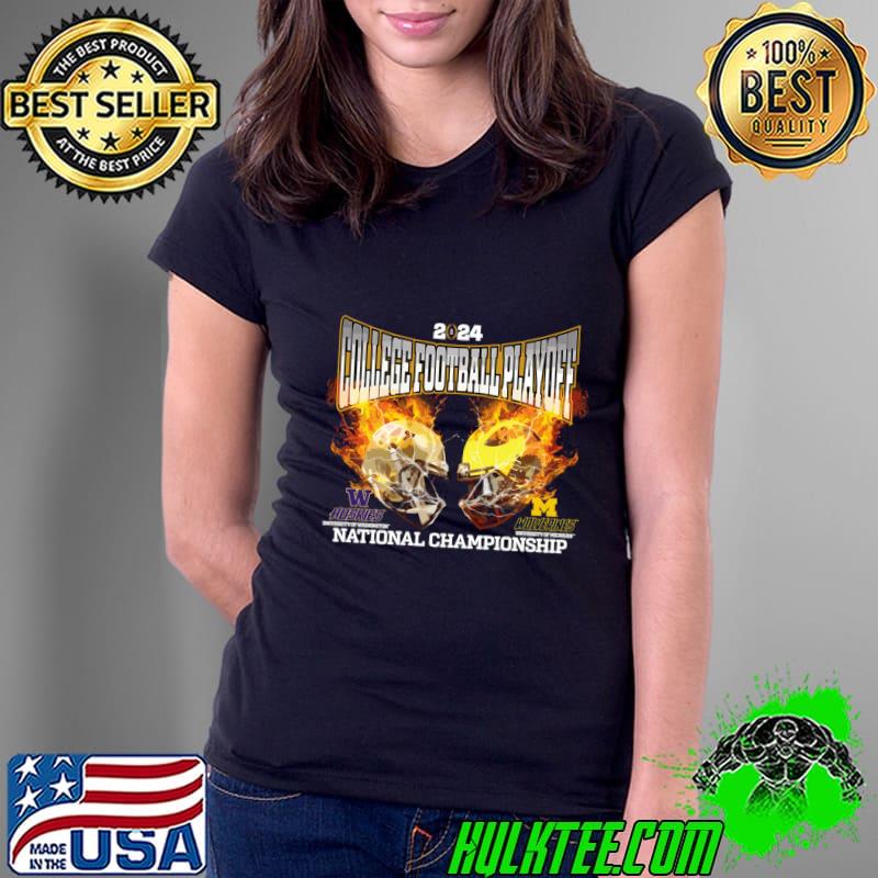 2024 CFP National Championship Huskies Wolverines Helmet T-Shirt Ladies Tee 2024 CFP National Championship Huskies Wolverines Helmet T-Shirt Ladies Tee