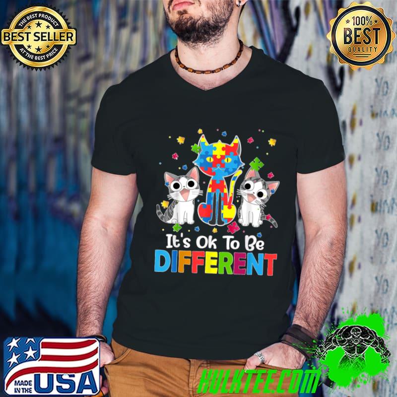 Autism Awareness Day Cat It's Ok To Be Different T-Shirt Guys V Neck Autism Awareness Day Cat It's Ok To Be Different T-Shirt Guys V Neck