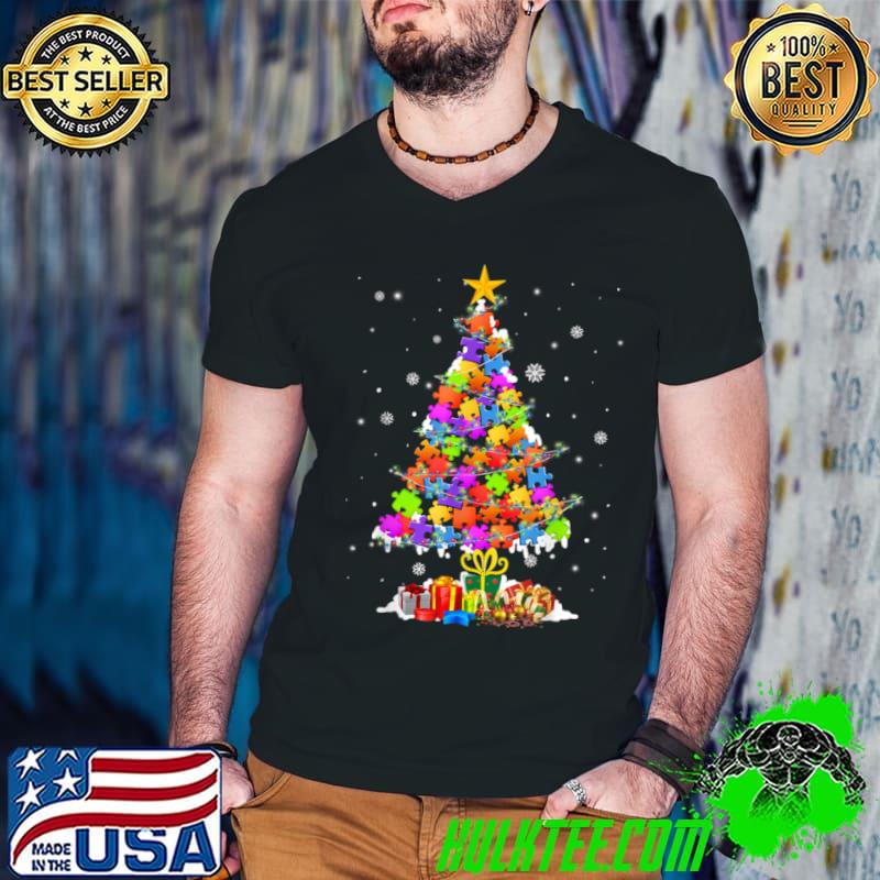 Autism Tree Christmas Pajama Autism Awareness Holiday Shirt