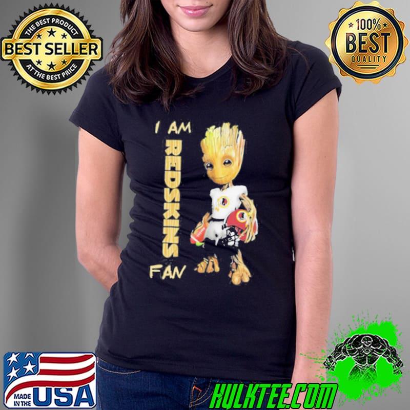 Baby Groot I am Washington Redskins fan football player 2024 s Ladies Tee Baby Groot I am Washington Redskins fan football player 2024 s Ladies Tee