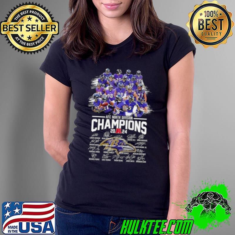 Baltimore Ravens Football 2024 AFC North Division Champions Signatures Shirt Baltimore Ravens Football 2024 AFC North Division Champions Signatures Shirt