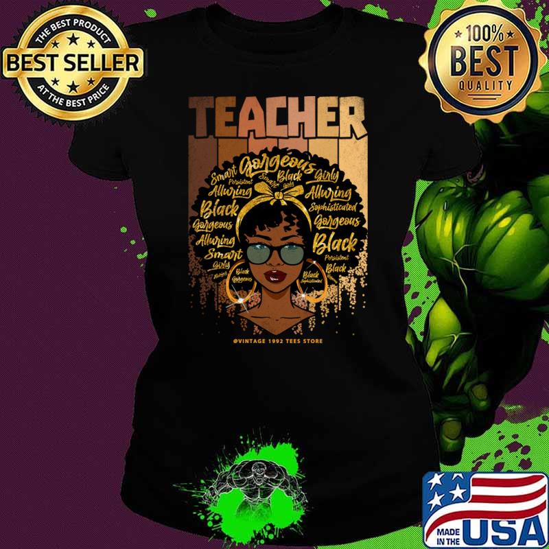 Black Smart Teacher Afro Women Love Melanin African American Vintage T-Shirt