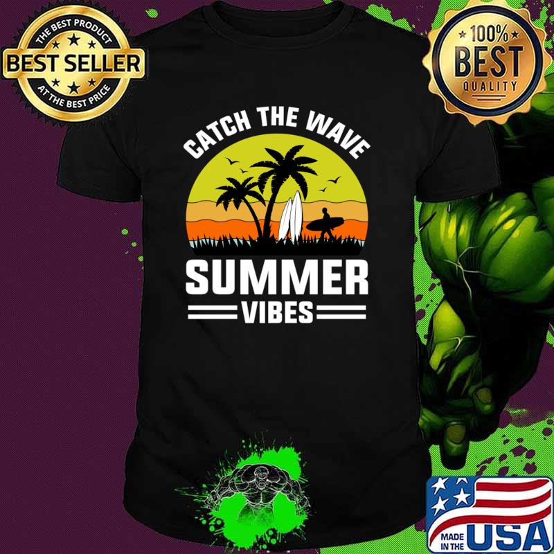 Catch the Wave Summer Vibes NOIRE Palms Tree Vintage Sunset T-Shirt