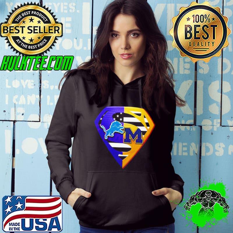 Diamond Detroit Lions And Michigan Wolverines Superman Logo shirt