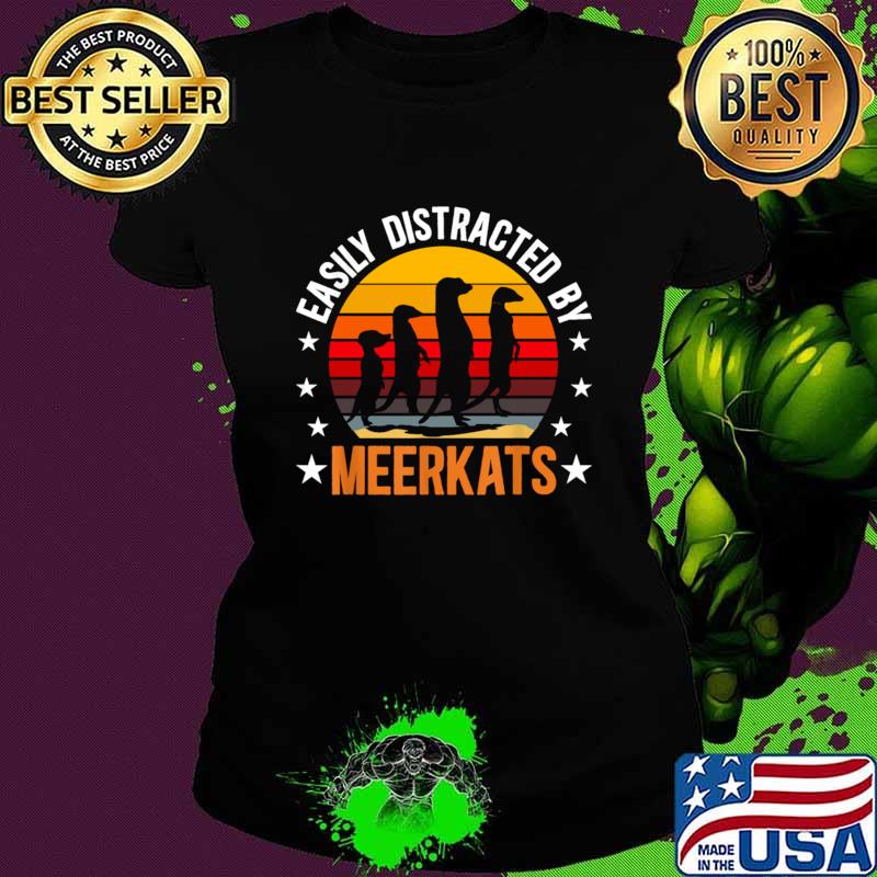 Easily Distracted By Meerkats Vintage Sunset Stars T-Shirt