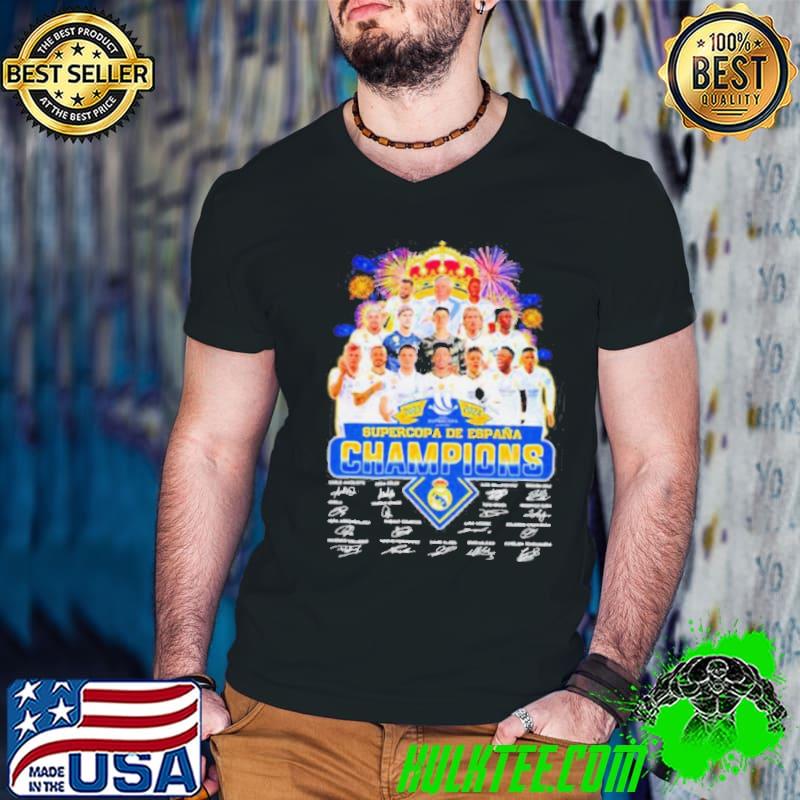 Fireworks Real Madrid 2023 2024 Supercopa de Espana Champions signatures s Guys V Neck Fireworks Real Madrid 2023 2024 Supercopa de Espana Champions signatures s Guys V Neck
