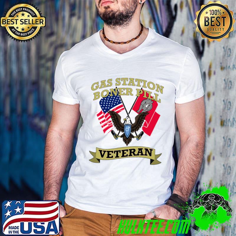 Gas Station Boner Pill Veteran Eagle American Flag T-Shirt Guys V Neck Gas Station Boner Pill Veteran Eagle American Flag T-Shirt Guys V Neck