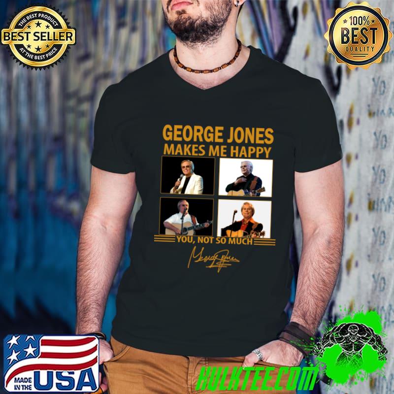 George Jones Makes Me Happy Signature T-Shirt Guys V Neck George Jones Makes Me Happy Signature T-Shirt Guys V Neck