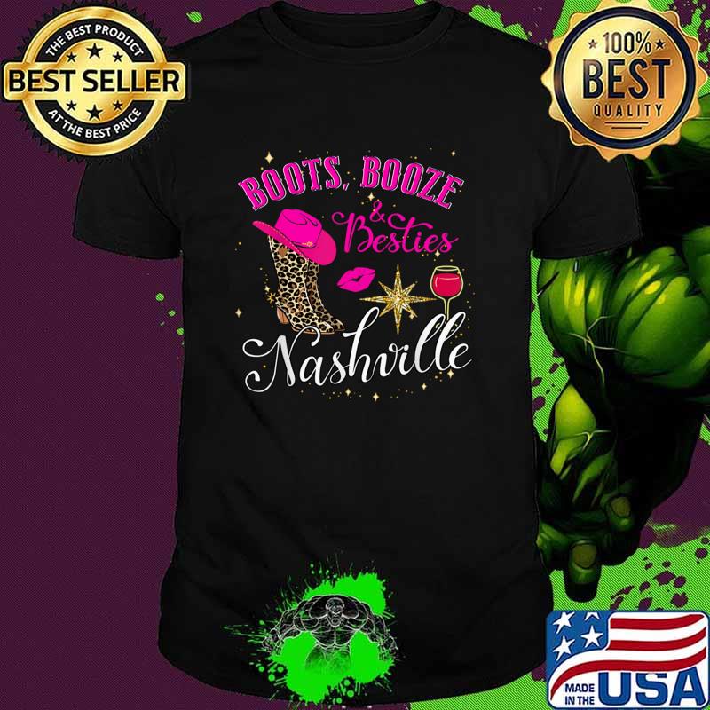 Girls Trip Nashville 2024 Weekend Boots Booze & Besties Leopard T-Shirt