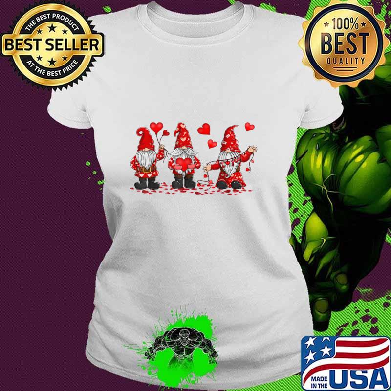 Gnome Valentines Day Three Gromies Love Hearts T-Shirt Ladies tee Gnome Valentines Day Three Gromies Love Hearts T-Shirt Ladies tee
