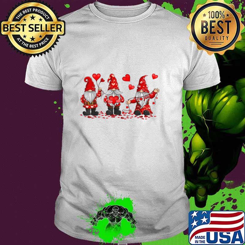 Gnome Valentines Day Three Gromies Love Hearts T-Shirt