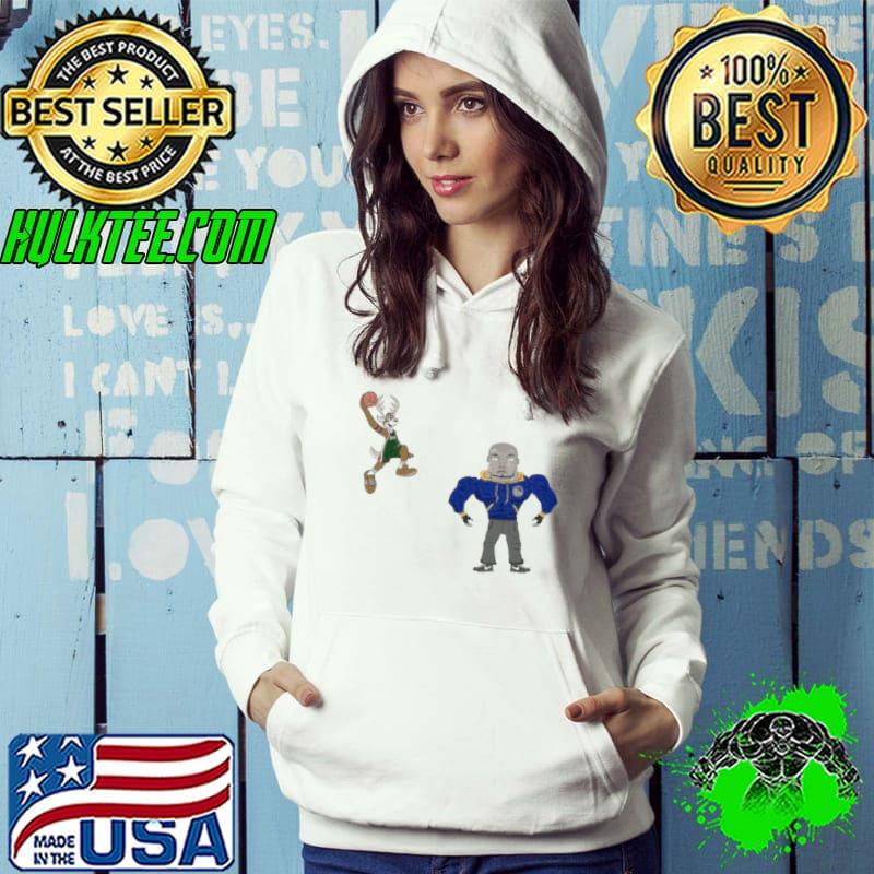 Golden State Warriors VS Milwaukee Bucks NBA 2024 mascot cartoon shirt