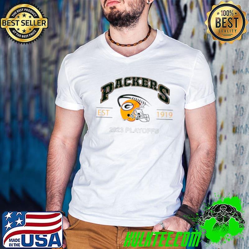 Green Bay Packers 1919 football 2023 Playoffs helmet s Guys V Neck Green Bay Packers 1919 football 2023 Playoffs helmet s Guys V Neck