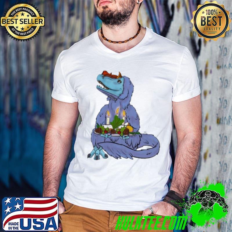 Holidinos Yutyrannus Yule Log Shirt Guys V Neck Holidinos Yutyrannus Yule Log Shirt Guys V Neck