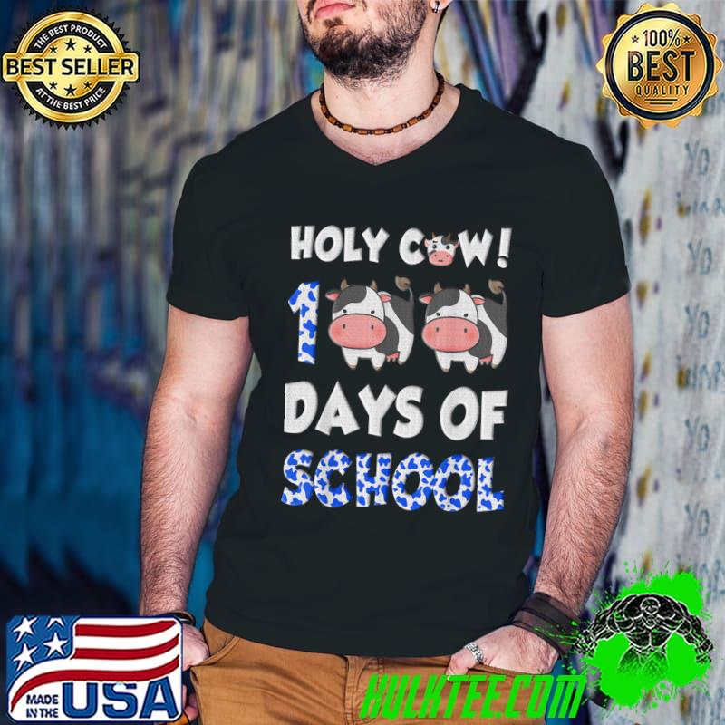 Holy Cow 100 Days Of School Happy 100Th Day Teacher T-Shirt Guys V Neck Holy Cow 100 Days Of School Happy 100Th Day Teacher T-Shirt Guys V Neck