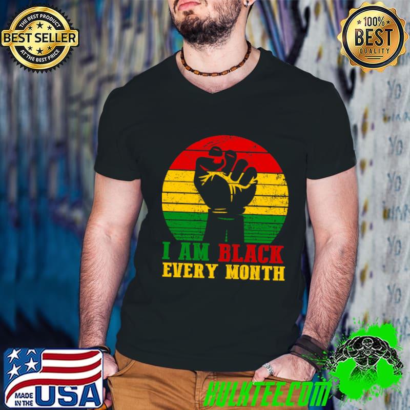 I Am Black Every Month African History BHM Strong Hand Vintage Sunset T-Shirt Guys V Neck I Am Black Every Month African History BHM Strong Hand Vintage Sunset T-Shirt Guys V Neck