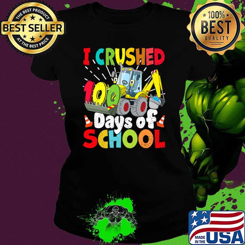 I Crushed 100 Days Of School Construction Excavator Boys T-Shirt