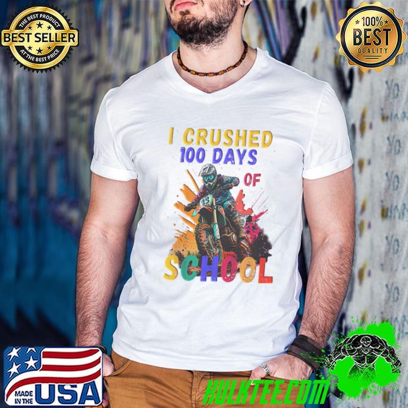I Crushed 100 Days Of School Dirt Bike For Boys Watercolor T-Shirt Guys V Neck I Crushed 100 Days Of School Dirt Bike For Boys Watercolor T-Shirt Guys V Neck
