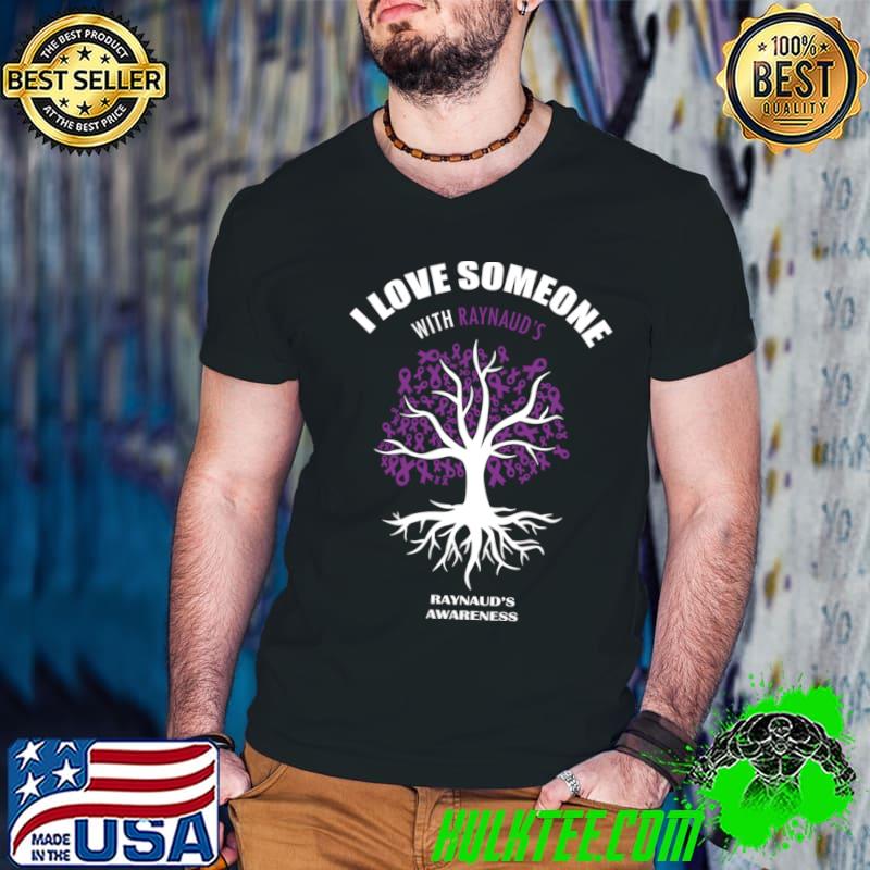 I Love Someone With Raynaud's Raynaud's Awareness Purple Ribbon Tree T-Shirt