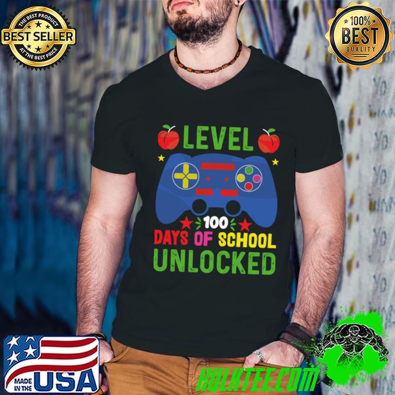 Level 100 Days of School Unlocked 100 Days Level Complete T-s Guys V Neck Level 100 Days of School Unlocked 100 Days Level Complete T-s Guys V Neck