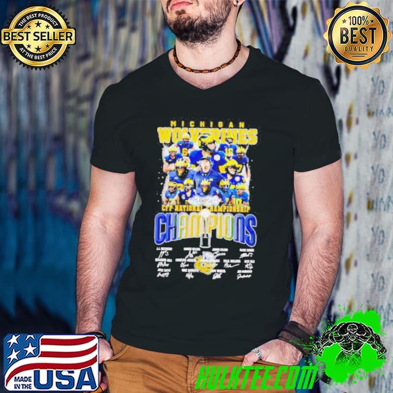 Michigan Wolverines 2024 CFP National Championship Champions signatures shirt