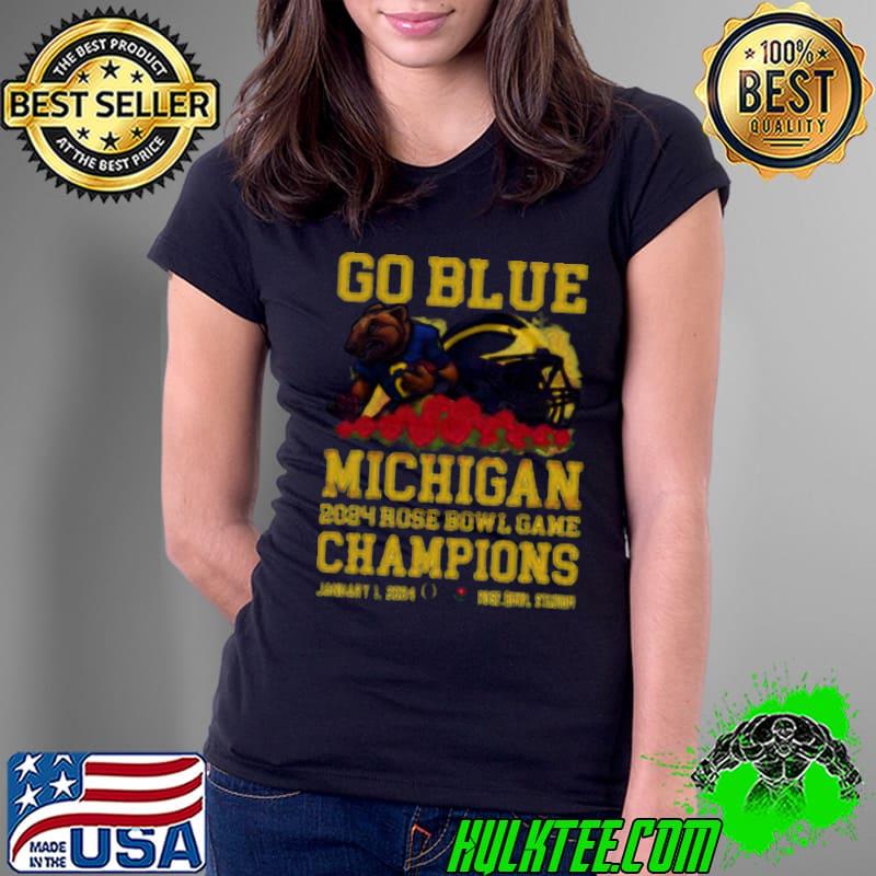 Michigan Wolverines Mascot Go Blue 2024 Rose Bowl Game Champions Rose Bowl Stadium Shirt Ladies Tee Michigan Wolverines Mascot Go Blue 2024 Rose Bowl Game Champions Rose Bowl Stadium Shirt Ladies Tee