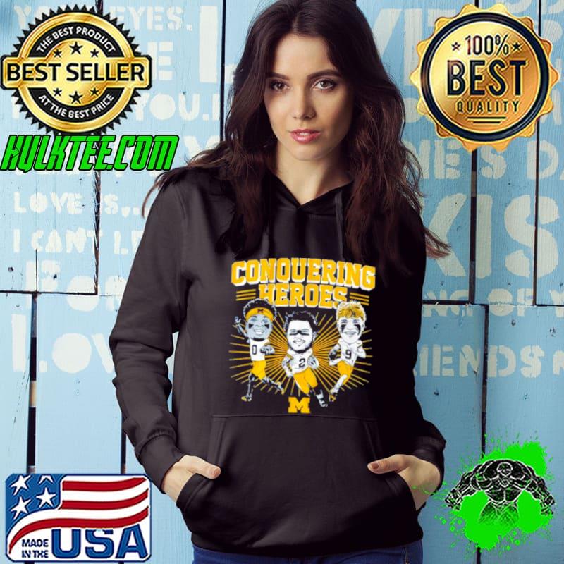 Michigan Wolverines McCarthy Corum and Sainristil conquering heroes shirt
