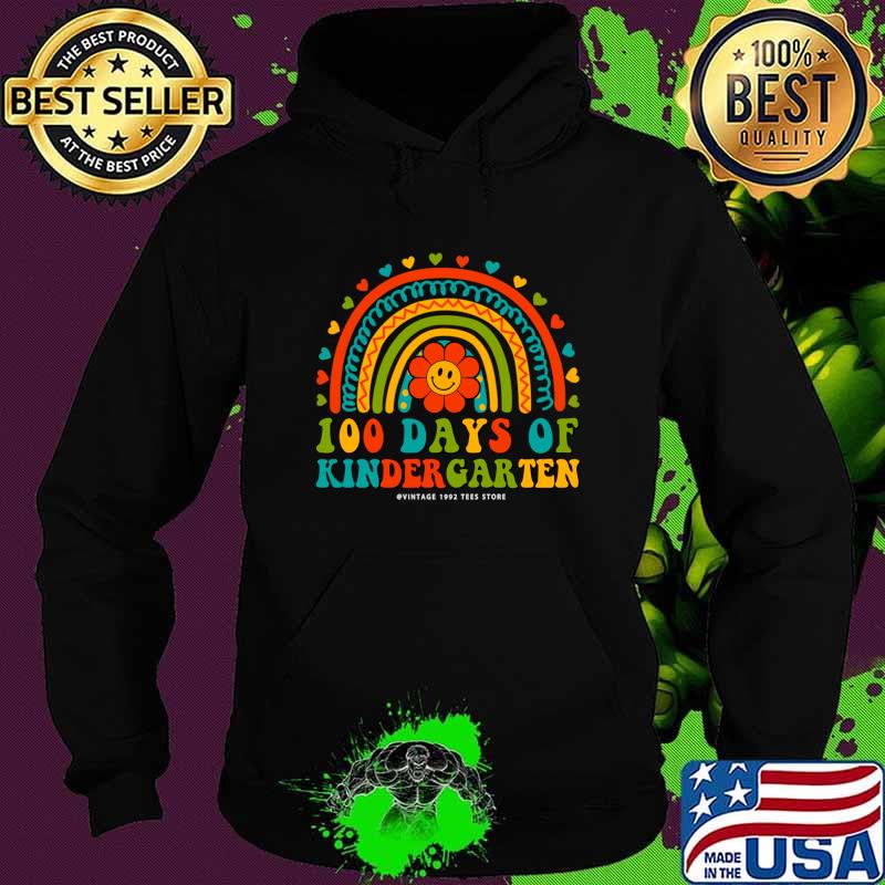 Retro Groovy 100 Days Of Kindergarten Teachers Rainbow T-Shirt Hoodie Retro Groovy 100 Days Of Kindergarten Teachers Rainbow T-Shirt Hoodie