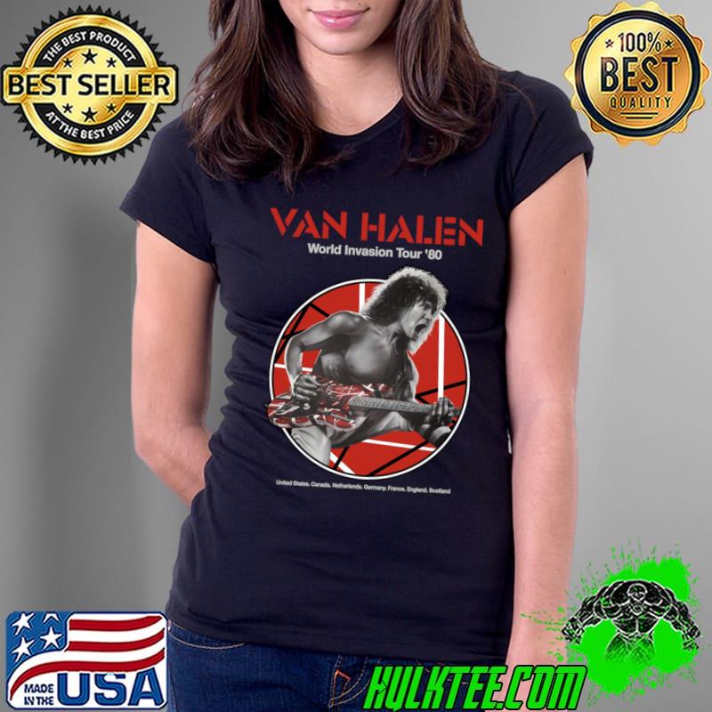 Van Halen World Invasion Tour 80 Rock Band T-Shirt Ladies Tee Van Halen World Invasion Tour 80 Rock Band T-Shirt Ladies Tee