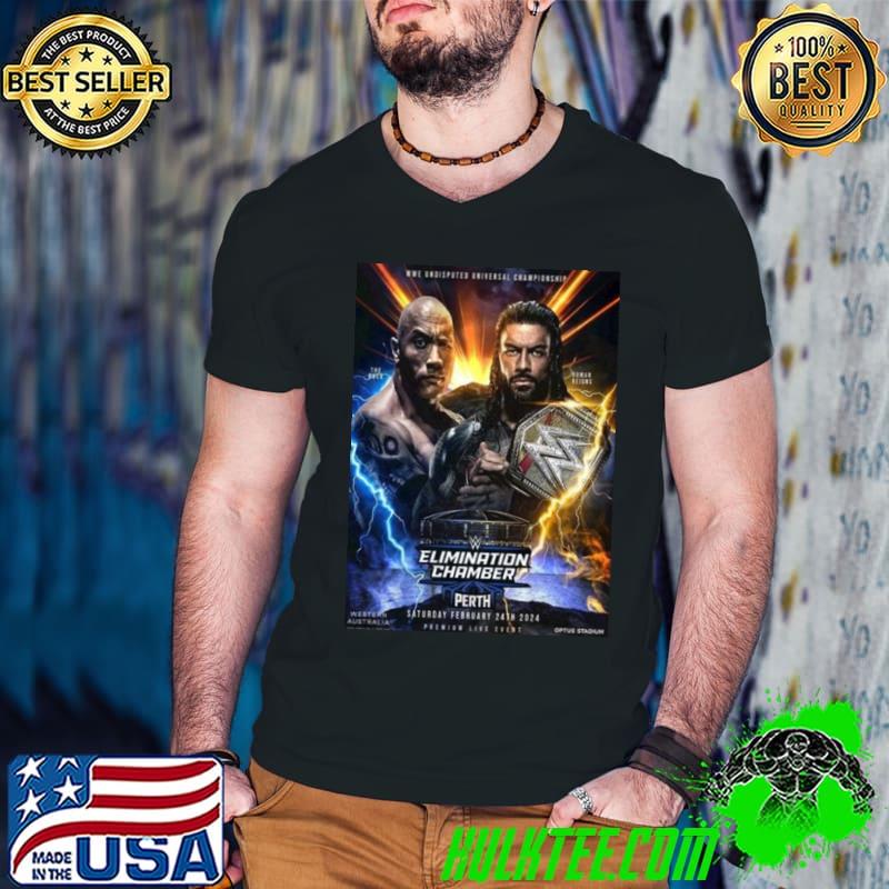 WWE Undisputed Universal Championship Roman Reigns Vs The Rock At Elimination Chamber Shirt Guys V Neck WWE Undisputed Universal Championship Roman Reigns Vs The Rock At Elimination Chamber Shirt Guys V Neck