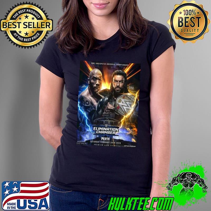 WWE Undisputed Universal Championship Roman Reigns Vs The Rock At Elimination Chamber Shirt Ladies Tee WWE Undisputed Universal Championship Roman Reigns Vs The Rock At Elimination Chamber Shirt Ladies Tee