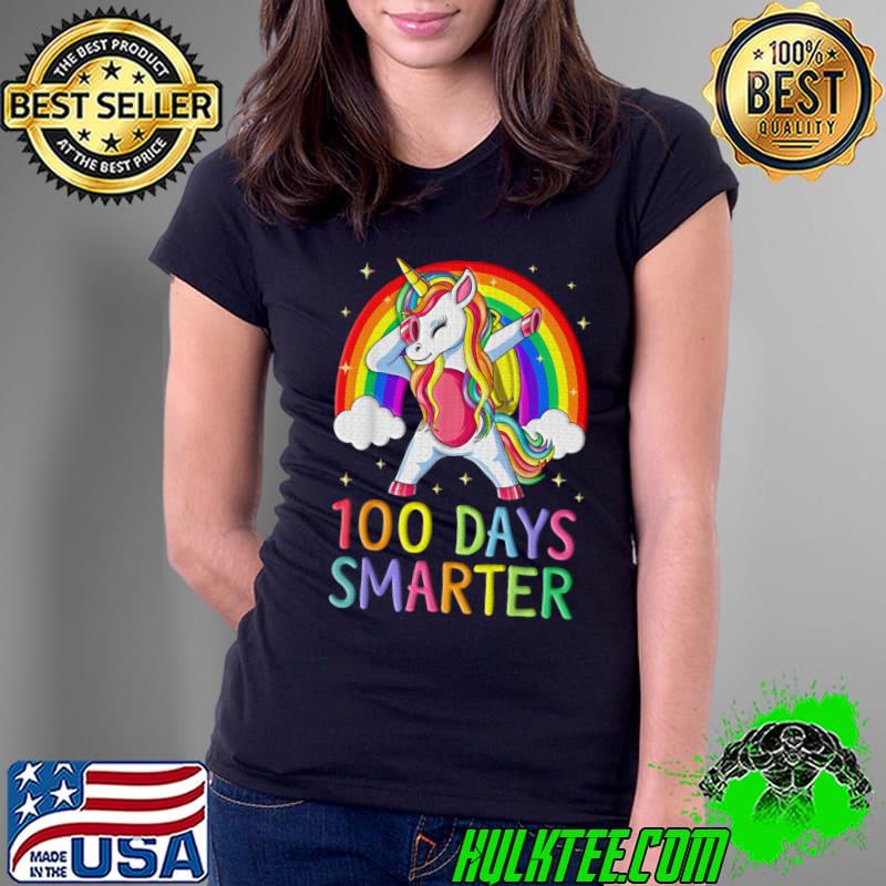 100Th Day Of School Unicorn Dabbing Rainbow 100 Days Smarter Kindergarten T-Shirt Ladies Tee 100Th Day Of School Unicorn Dabbing Rainbow 100 Days Smarter Kindergarten T-Shirt Ladies Tee