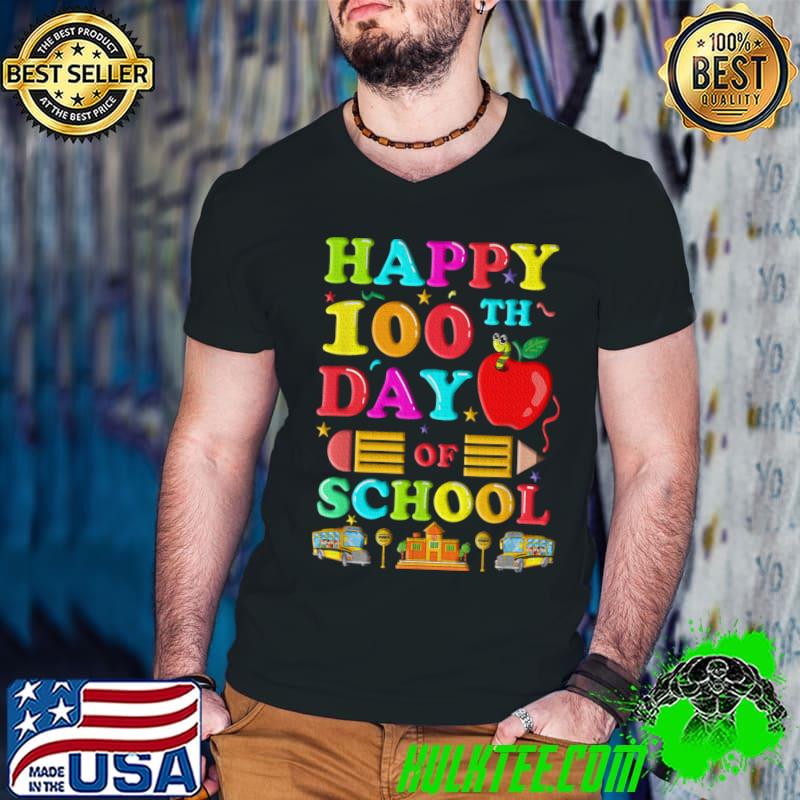 100Th Days Of School Happy Teacher Happy Student Pencil Apple T-Shirt Guys V Neck 100Th Days Of School Happy Teacher Happy Student Pencil Apple T-Shirt Guys V Neck
