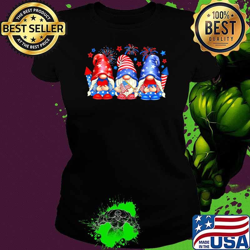 4th Of July Three Gnomes Fireworks American Flag s Ladies tee 4th Of July Three Gnomes Fireworks American Flag s Ladies tee