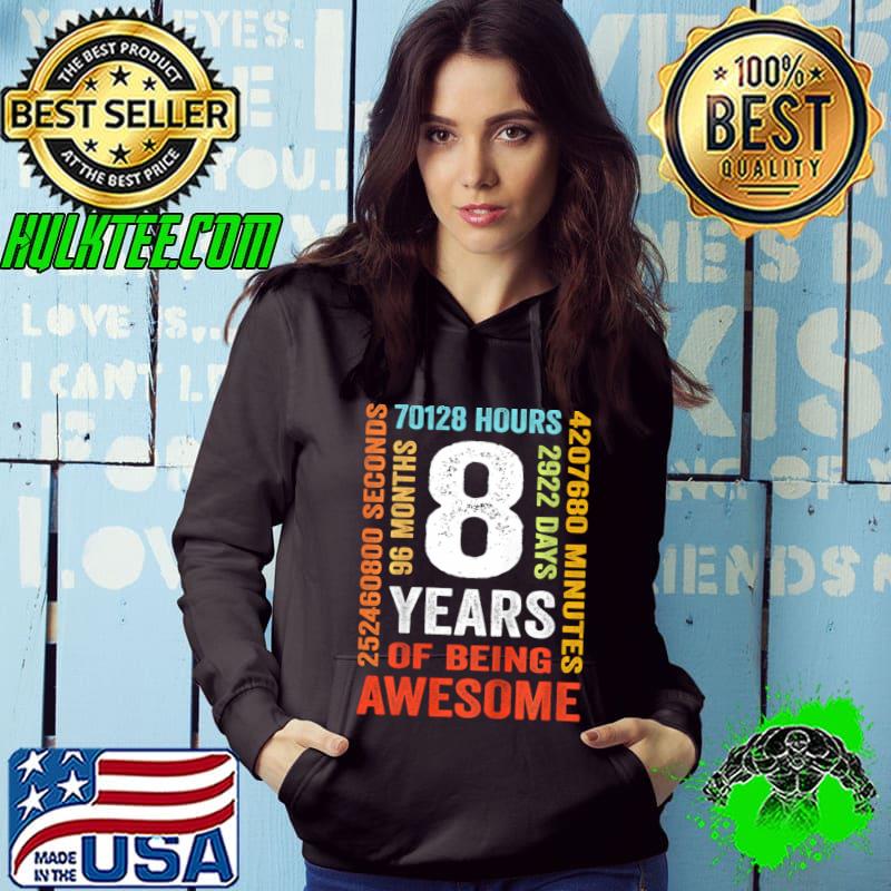 8th Birthday 8 Years Of Being Awesome Old Vintage 96 Months T-Shirt