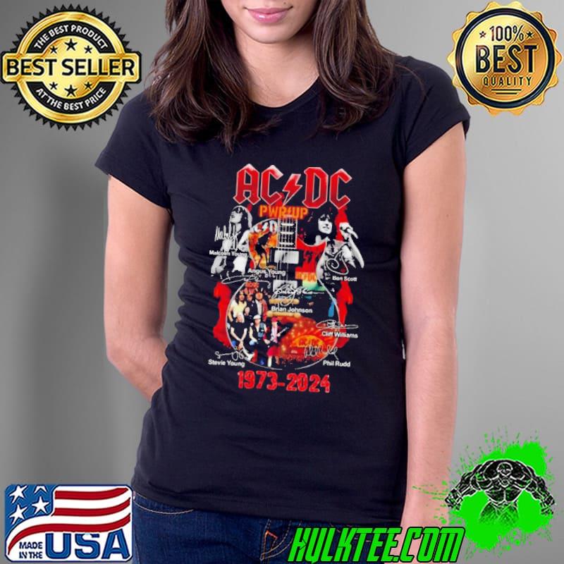 ACDC Pwr Up 1973-2024 Signatures Shirt Ladies Tee ACDC Pwr Up 1973-2024 Signatures Shirt Ladies Tee