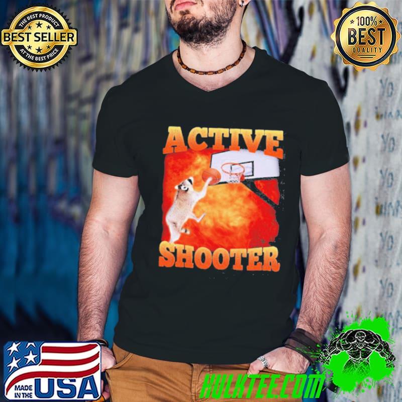 Active Shooter Funny Basketball Raccoon Meme s Guys V Neck Active Shooter Funny Basketball Raccoon Meme s Guys V Neck
