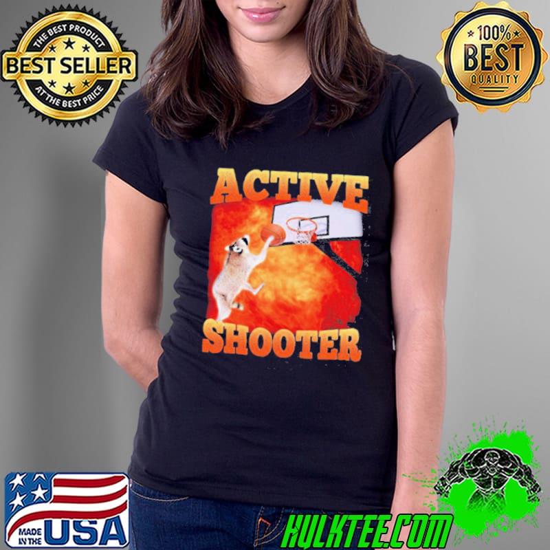 Active Shooter Funny Basketball Raccoon Meme s Ladies Tee Active Shooter Funny Basketball Raccoon Meme s Ladies Tee