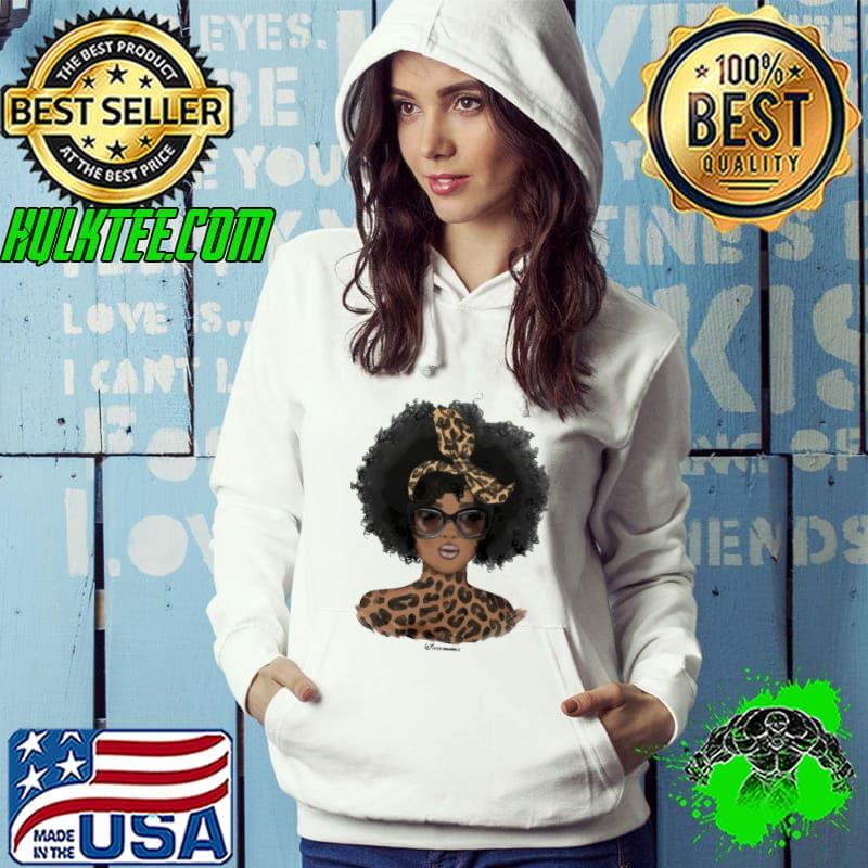 Afro black women leopard ribbon shirt