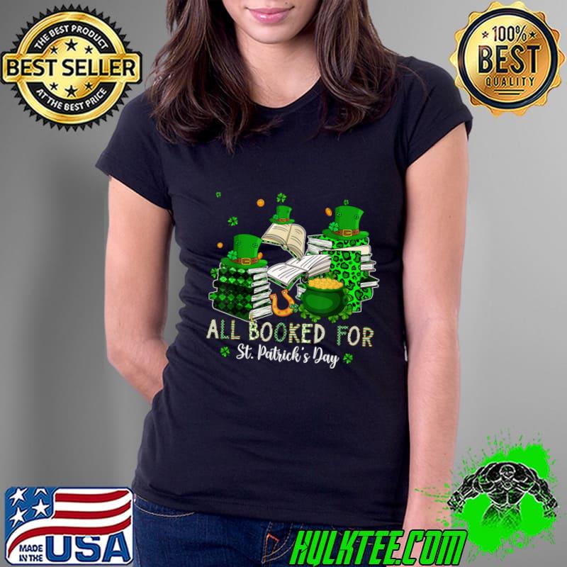 All Booked For St. Patrick's Day Bookish Leprechaun Bookworm Leopard T-Shirt
