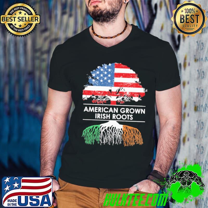American Grown Irish Roots St Patrick's Day American Flag s Guys V Neck American Grown Irish Roots St Patrick's Day American Flag s Guys V Neck