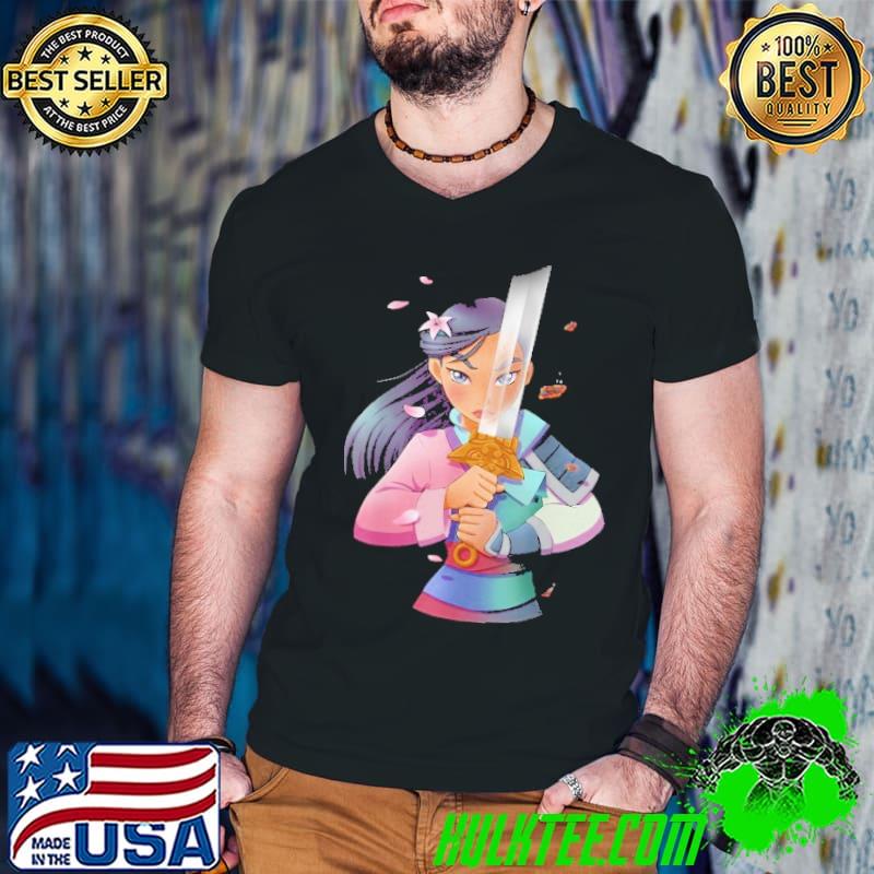 Anime Half Girl Half Warrior Graphic Shirt Guys V Neck Anime Half Girl Half Warrior Graphic Shirt Guys V Neck