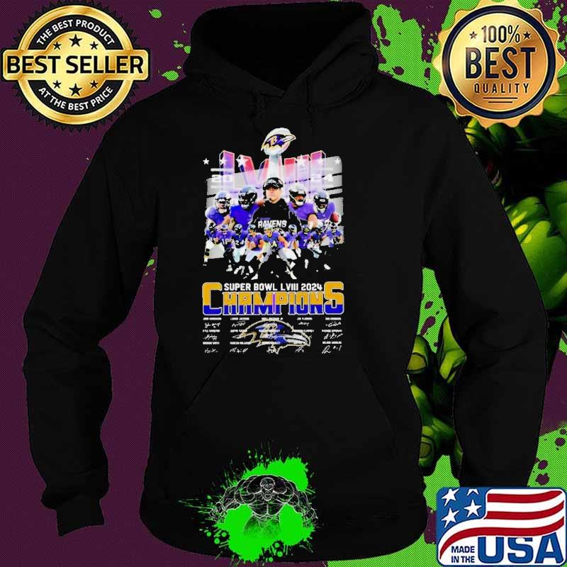 Baltimore Ravens Super Bowl LVIII 2024 Champions Signatures Shirt Hoodie Baltimore Ravens Super Bowl LVIII 2024 Champions Signatures Shirt Hoodie