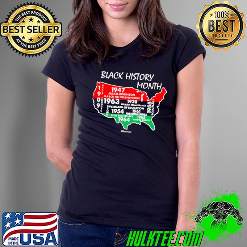 Black History Month 1947 jackie robinson maps shirt
