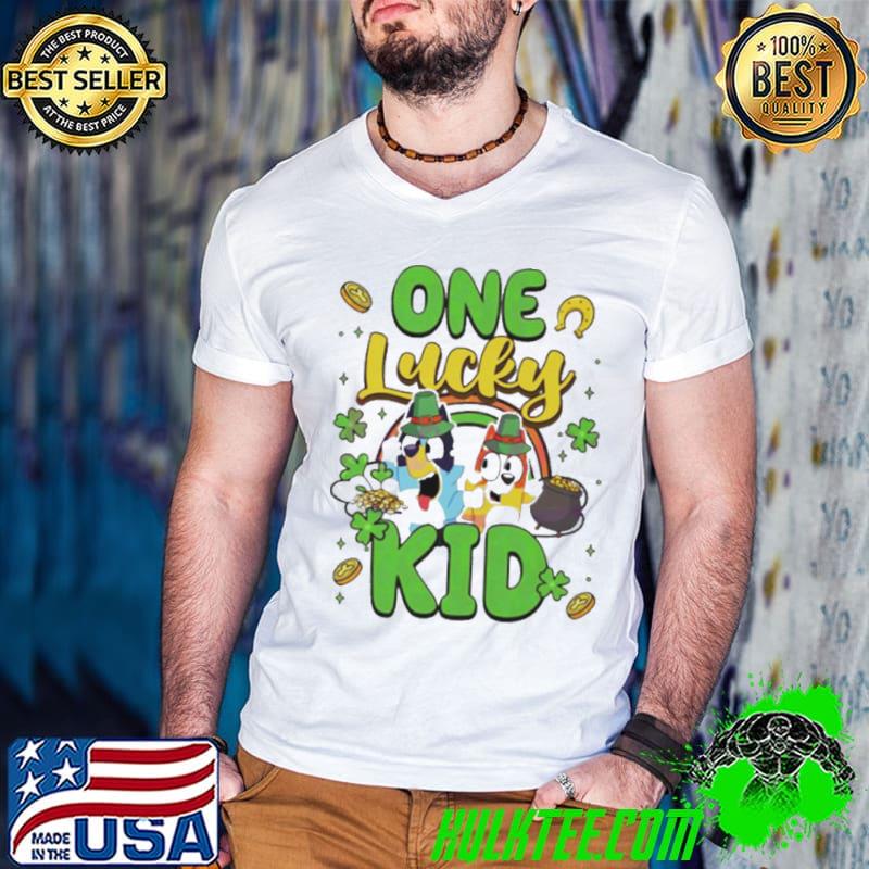 Bluey One Lucky Kid St Patricks Day s Guys V Neck Bluey One Lucky Kid St Patricks Day s Guys V Neck