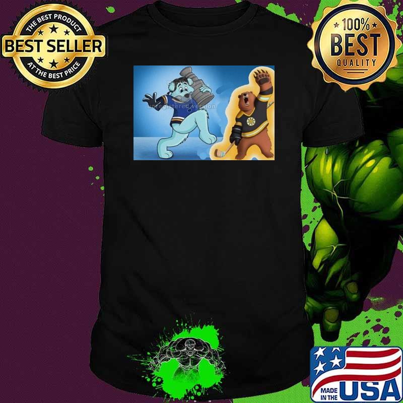Boston Bruins VS St. Louis Blues NHL 2024 mascot cartoon hockey shirt