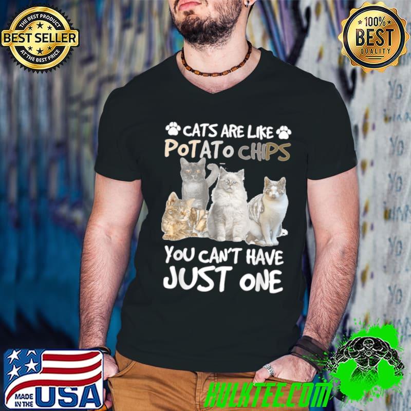 Cats Are Like Potato Chips You Can Not Have Just One Funny T-Shirt Guys V Neck Cats Are Like Potato Chips You Can Not Have Just One Funny T-Shirt Guys V Neck