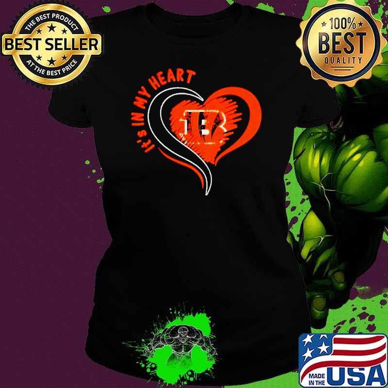 Cincinnati Bengals it’s in my heart s Ladies tee Cincinnati Bengals it’s in my heart s Ladies tee